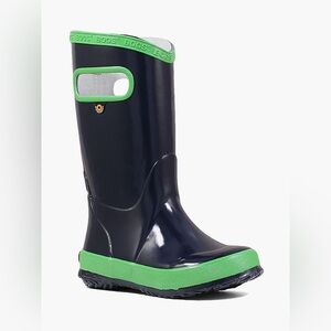 Bogs Dark Blue Boots with Bright Green Trim